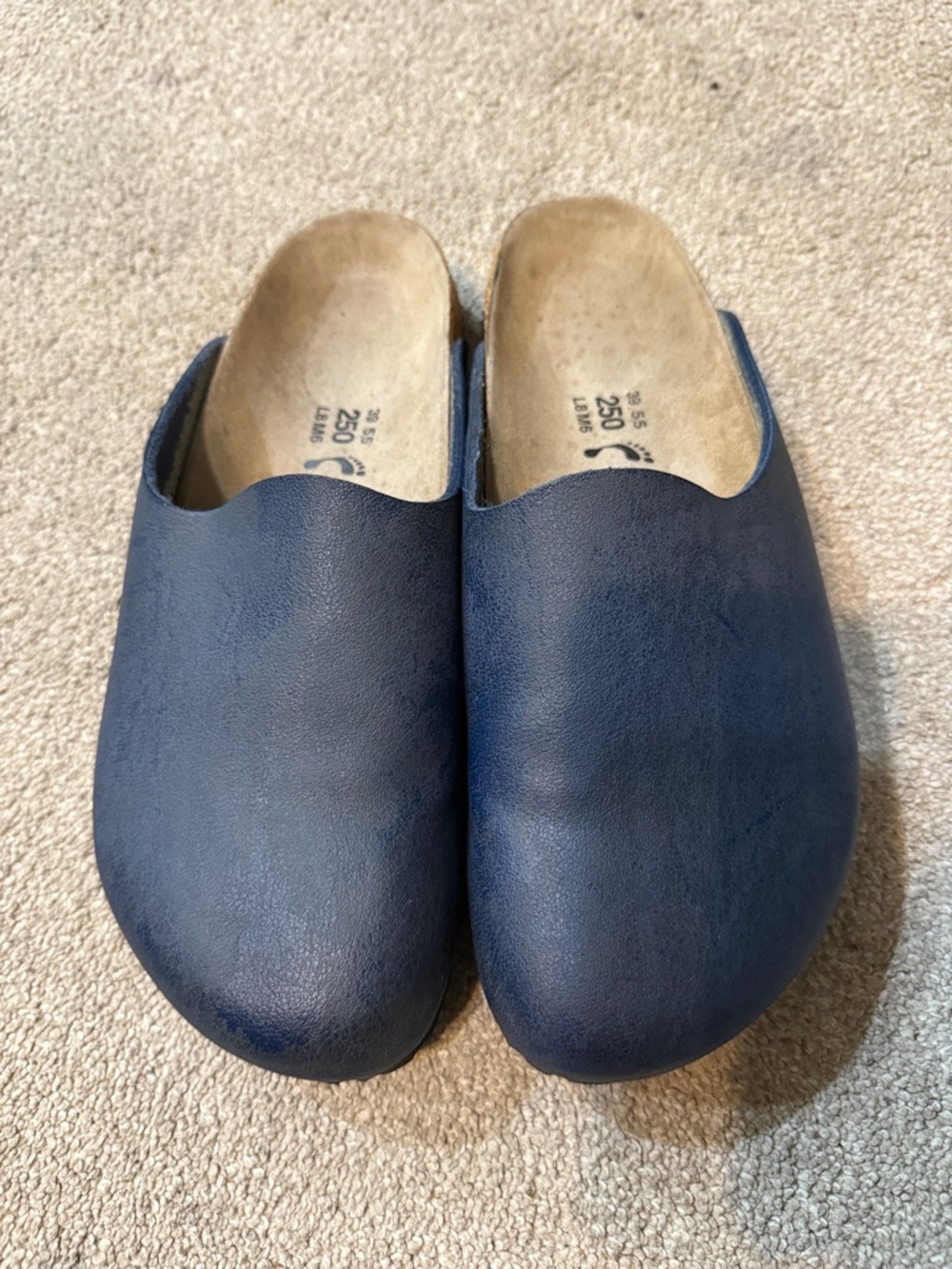 Birkenstock Birki’s Navy Blue Amsterdam Slip On Mules Size 8